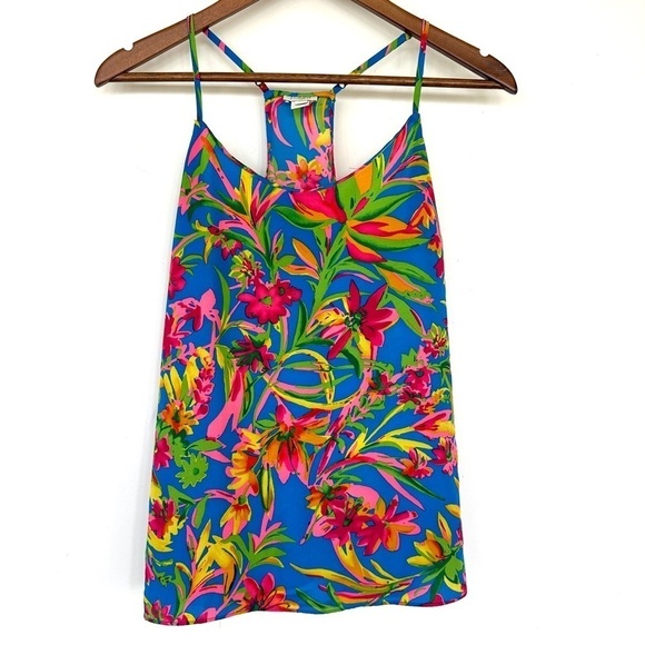 J. Crew  tank top, racer back with adjustable straps, in a tropical floral print - Picture 1 of 11